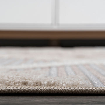 Sumak High-low Pile Neutral Diamond Kilim Area Rug